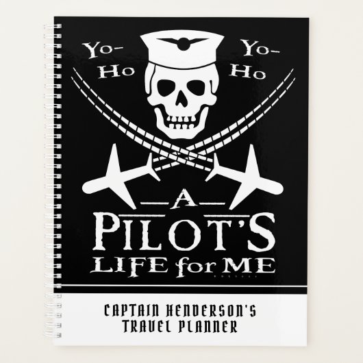 Funny Pilot Skull Airplanes Pirate Spaß | Benutzer Planer (Vorderseite)