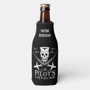 Funny Pilot Skull Airplanes Piraten Spaß  Zolltar Flaschenkühler