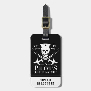 Funny Pilot Skull Airplanes Piraten Spaß  Zolltari Gepäckanhänger