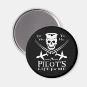 Funny Pilot Skull Cross Flugzeuge Piraterie Spaß Magnet (Vorderseite/Rückseite)