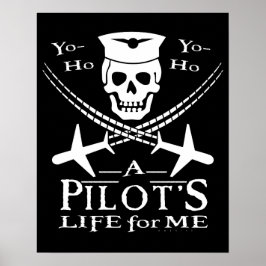 Funny Pilot Skull Cross Flugzeuge Piraterie Spaß Poster