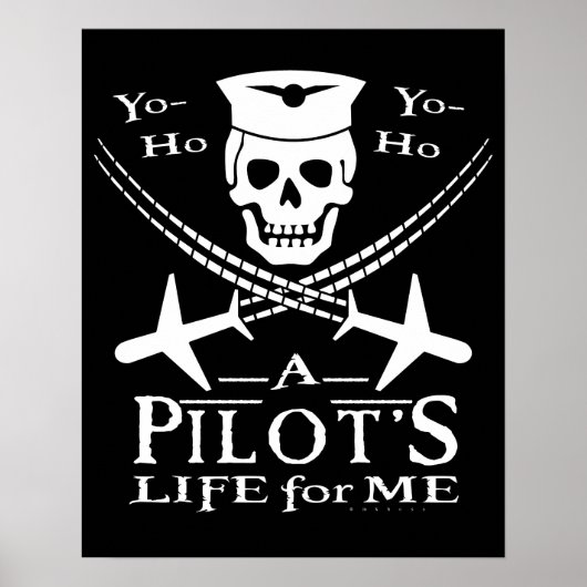 Funny Pilot Skull Cross Flugzeuge Piraterie Spaß Poster (Vorne)