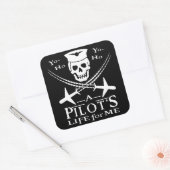 Funny Pilot Skull Cross Flugzeuge Piraterie Spaß Quadratischer Aufkleber (Umschlag)