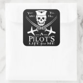 Funny Pilot Skull Cross Flugzeuge Piraterie Spaß Quadratischer Aufkleber (Tasche)