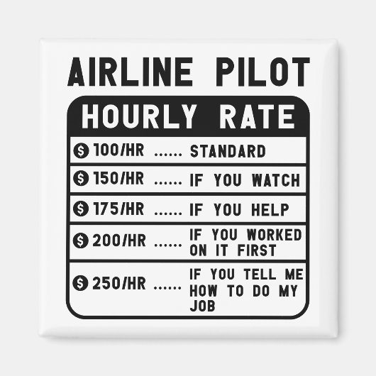 Funny Pilot Stundenflugverkehr Magnet (Vorne)