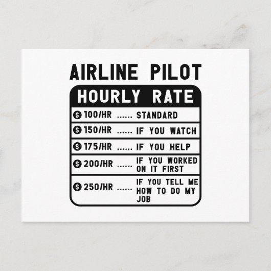 Funny Pilot Stundenflugverkehr Postkarte (Vorderseite)