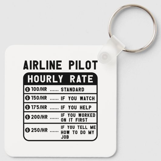 Funny Pilot Stundenflugverkehr Schlüsselanhänger (Rückseite)