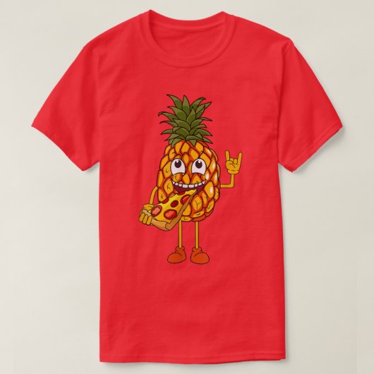 Funny Pineapa Eating Pizza T - Shirt (Design vorne)