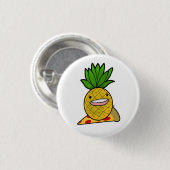 Funny Pineape On Pizza Button (Vorne & Hinten)