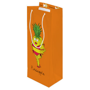 Funny Pineaple Button-Up Girl Cartoon Geschenktüte Für Weinflaschen