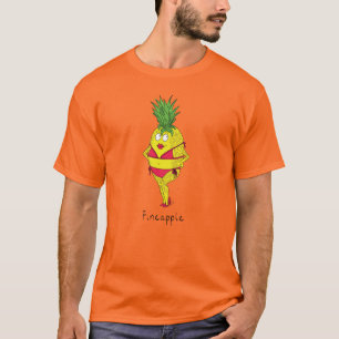 Funny Pineaple Button-Up Girl Cartoon T-Shirt