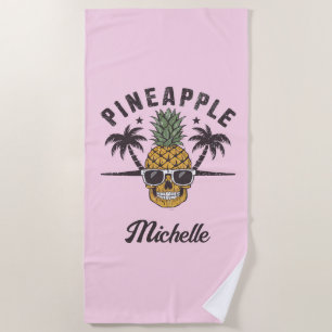 Funny Pineaple mit Sonnenbrille Personalisiert Strandtuch