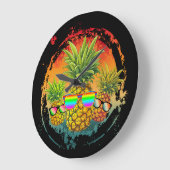 Funny Pineaple Summer Vibes Große Wanduhr (Winkel)