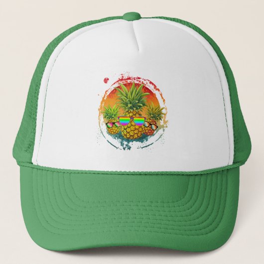 Funny Pineaple Summer Vibes Truckerkappe (Vorderseite)