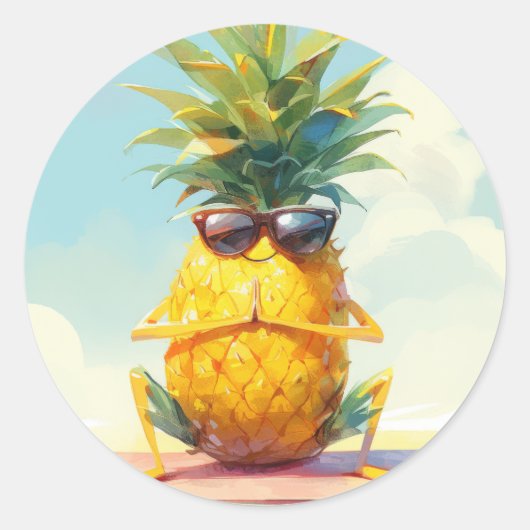 Funny Pineaple Yoga Runder Aufkleber (Vorderseite)
