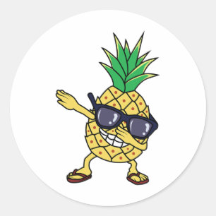 Funny Pineappel Shirt Dabbing Hawaii Aloha Sommer Runder Aufkleber