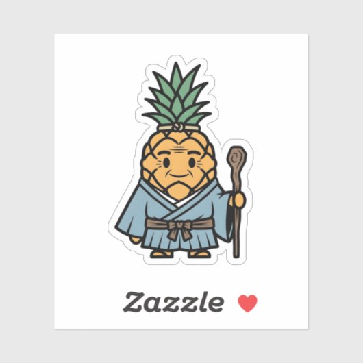 Funny Pineapple Sensei Master Samurai Illustration Aufkleber (Blatt)