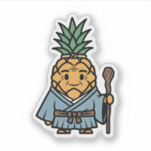 Funny Pineapple Sensei Master Samurai Illustration
