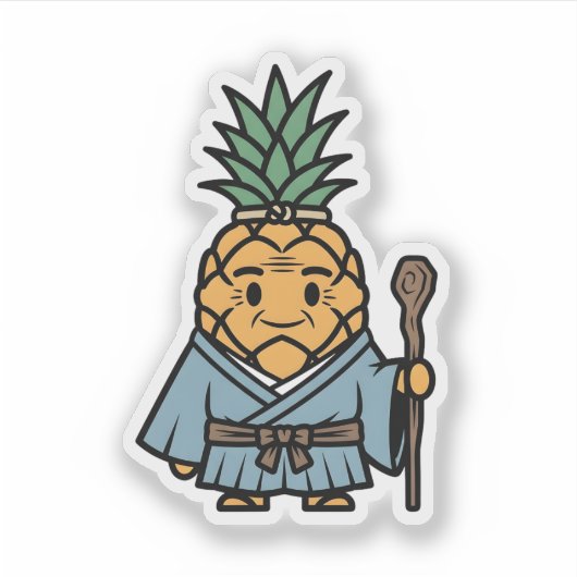 Funny Pineapple Sensei Master Samurai Illustration Aufkleber (Vorderseite)