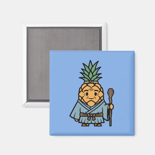 Funny Pineapple Sensei Master Samurai Illustration Magnet (Vorderseite/Rückseite)
