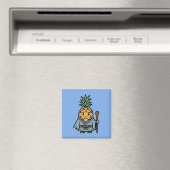 Funny Pineapple Sensei Master Samurai Illustration Magnet (In Situ (Geschirrspüler))