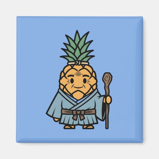 Funny Pineapple Sensei Master Samurai Illustration Magnet (Vorne)