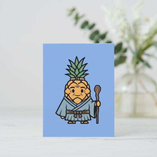Funny Pineapple Sensei Master Samurai Illustration Postkarte (Stehend Vorderseite)