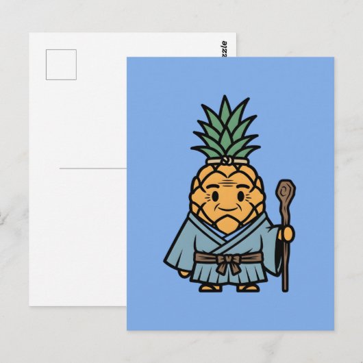 Funny Pineapple Sensei Master Samurai Illustration Postkarte (Vorne/Hinten)