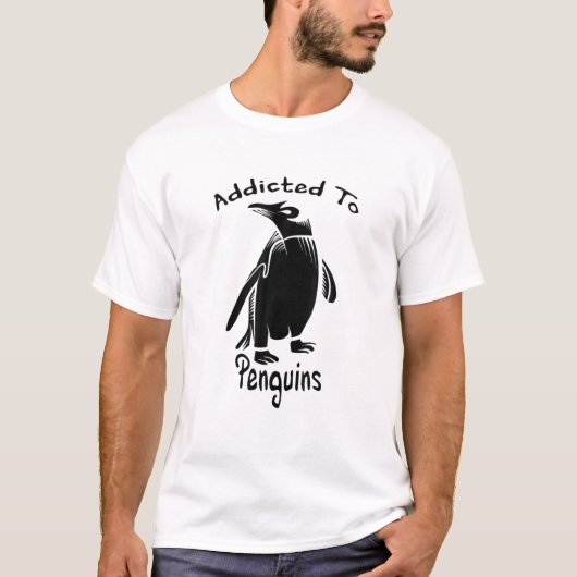 Funny Pinguin Addicted to Pinguins T-Shirt (Vorderseite)