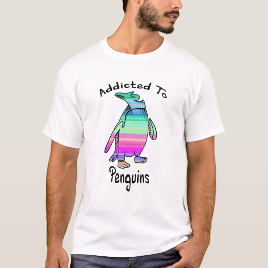 Funny Pinguin Addicted to Pinguins T-Shirt (Vorderseite)