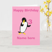 Funny Pinguin Birthday, fügen Sie Namen Alter Fron Karte (Gelbe Blume)