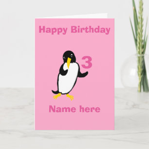 Funny Pinguin Birthday, fügen Sie Namen Alter Fron Karte