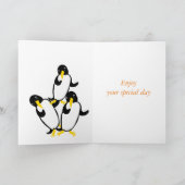 Funny Pinguin Birthday, fügen Sie Namen Alter Fron Karte (Innenseite)
