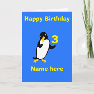 Funny Pinguin Birthday, fügen Sie Namen Alter Fron Karte