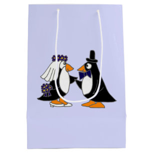 Funny Pinguin Bridge und Groom Gift Bag Mittlere Geschenktüte
