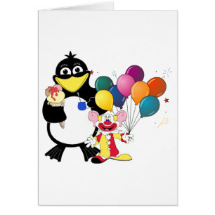 Funny Pinguin & Clown Cartoon