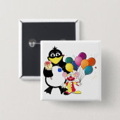 Funny Pinguin & Clown Cartoon Button (Vorne & Hinten)