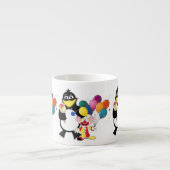 Funny Pinguin & Clown Cartoon Espressotasse (Vorderseite)
