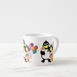 Funny Pinguin & Clown Cartoon Espressotasse