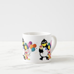 Funny Pinguin & Clown Cartoon Espressotasse