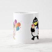 Funny Pinguin & Clown Cartoon Jumbo-Tasse (Vorderseite)