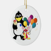 Funny Pinguin & Clown Cartoon Keramikornament (Rechts)