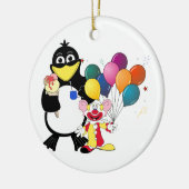 Funny Pinguin & Clown Cartoon Keramikornament (Links)