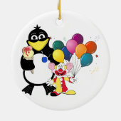 Funny Pinguin & Clown Cartoon Keramikornament (Hinten)