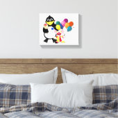 Funny Pinguin & Clown Cartoon Leinwanddruck (Insitu (Schlafzimmer))
