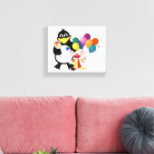 Funny Pinguin & Clown Cartoon Leinwanddruck (Insitu (Wohnzimmer))