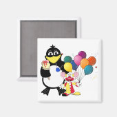 Funny Pinguin & Clown Cartoon Magnet (Vorderseite/Rückseite)