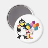 Funny Pinguin & Clown Cartoon Magnet (Vorderseite/Rückseite)