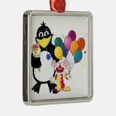 Funny Pinguin & Clown Cartoon Ornament Aus Metall (Rechts)