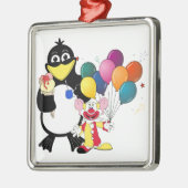 Funny Pinguin & Clown Cartoon Ornament Aus Metall (Links)